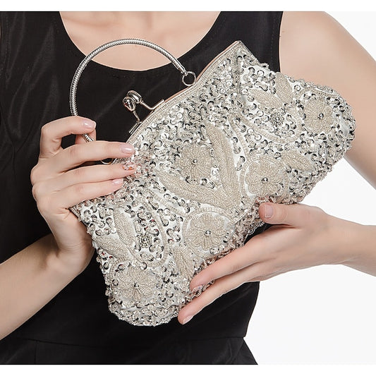Women's Purse Beaded Vintage Clutch – Evening White