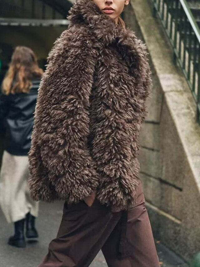 Teddy Women's Warm Faux Comfortable Fur Furs Coat