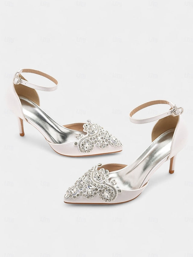 Strap Pointed Ankle Women's Satin Green – Heels Emerald