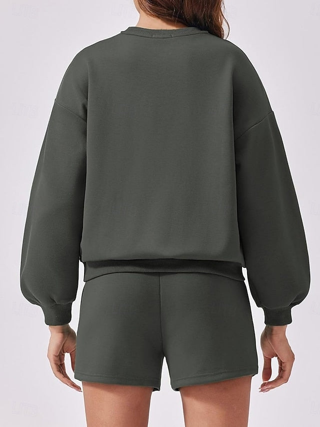 Women's Two Piece Sets Tracksuit Shorts Sets Long Sleeve