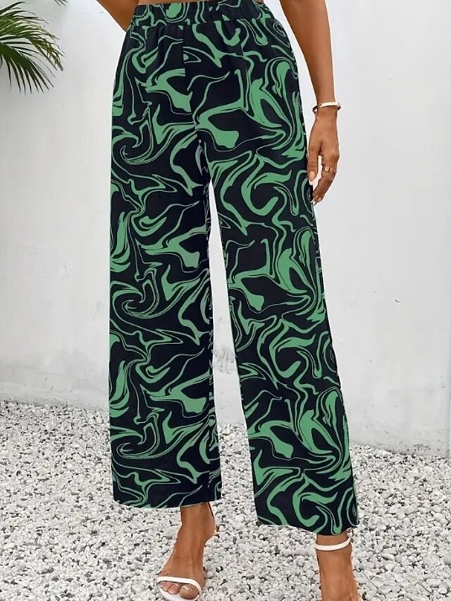 Women's Wide Leg Pants Trousers Fashion Long Graphic Wide