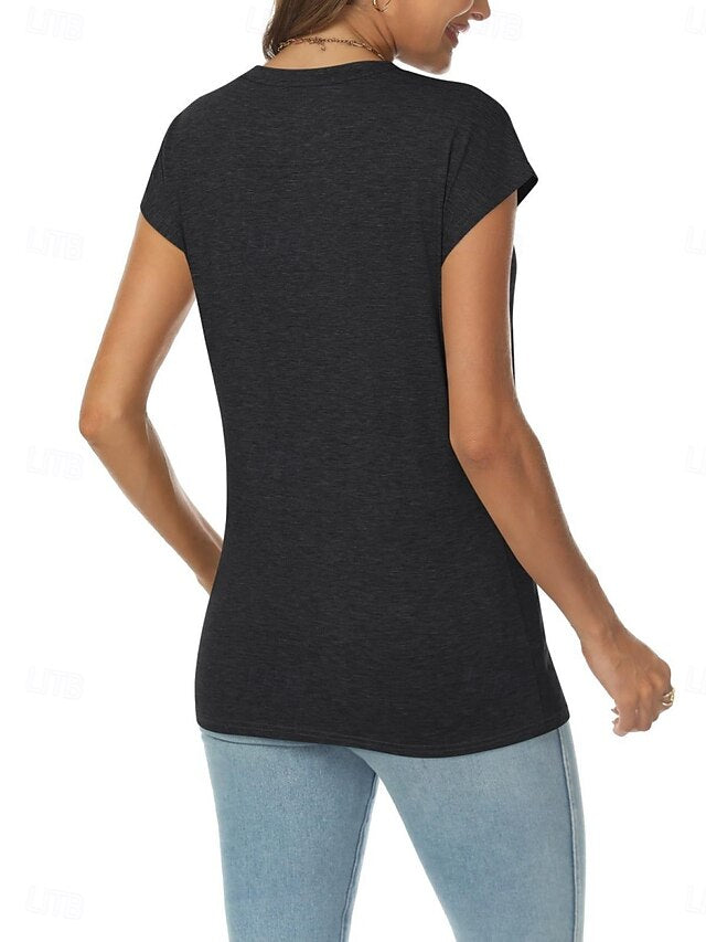 Women's T Shirt Tee Top Plain Fashion Stylish Basic Short