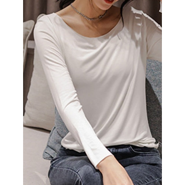 Women's T Shirt Plain Fashion Stylish Basic Long Sleeve