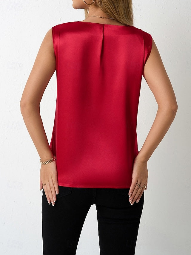 Women's Blouse Plain Active Stylish Sleeveless V Neck Long