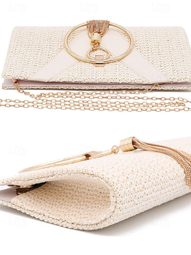 Straw Woven Clutch – with Handbag Purse Elegant Women's