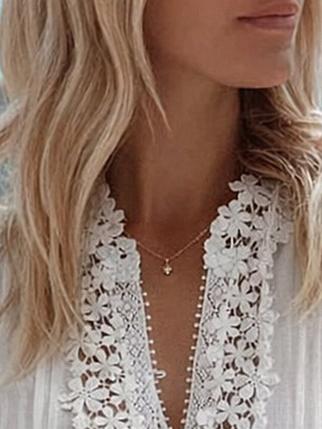 Women's Blouse Solid Color Stylish Casual Long Sleeve High