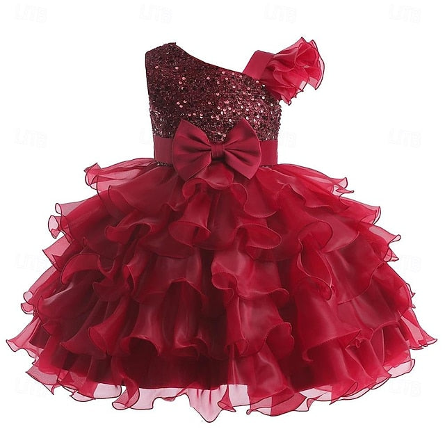 Gown Ball Flower Pageant Girls Dress Ruffle Wedding Party Kids
