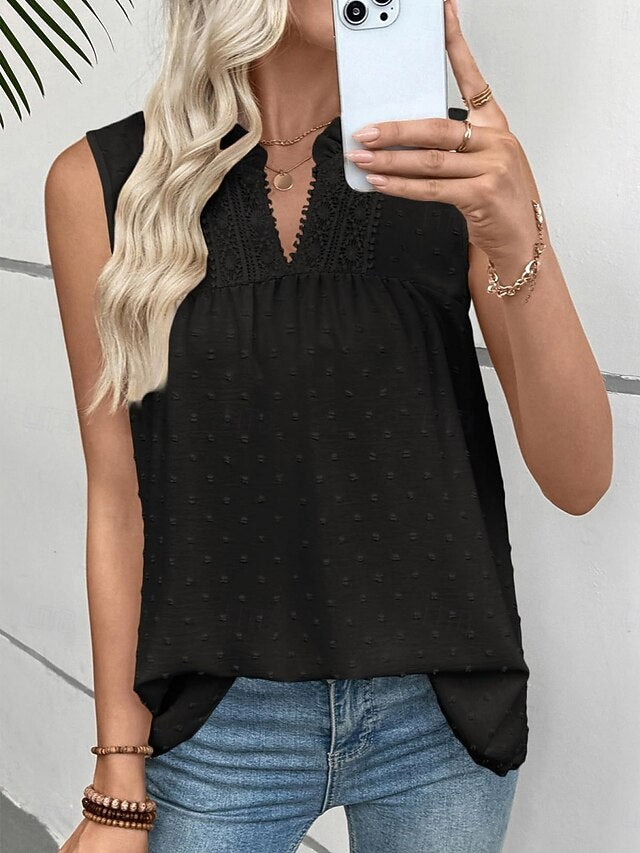 Women's T Shirt Tee Top Lace Patchwork Plain Fashion