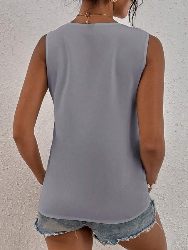 Women's Elegant Satin Top Satin Shirt Blouse Patchwork Lace