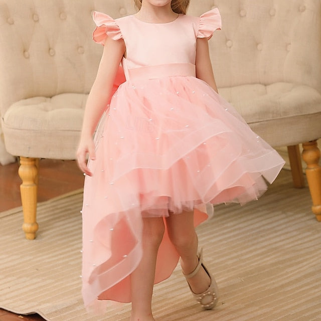 Dress Girls' Party Color Kids Flower Girl Solid
