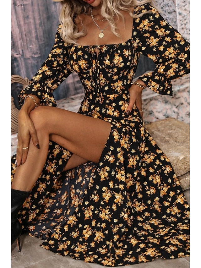 Women's Midi Dress Graduation Dress Floral Dress Fashion
