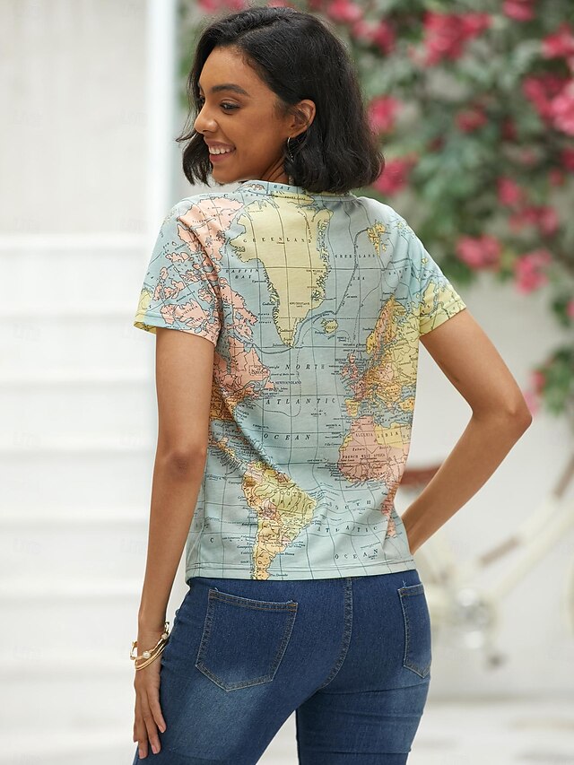 Women's T Shirt Blouse Basic Modern Print T-shirt Sleeve