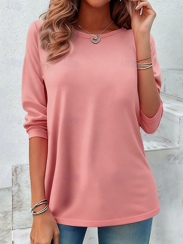 Women's T Shirt Plain Vintage Stylish Classic Long Sleeve