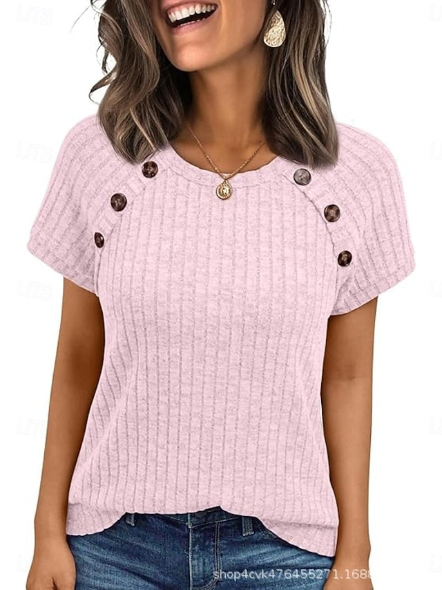 Women's Blouse Buttons Plain Active Streetwear Stylish