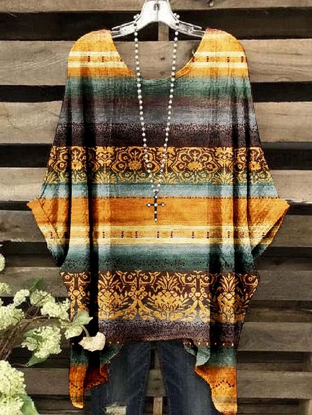 Women's Boho Shirt Print Floral Graphic Geometric Elegant