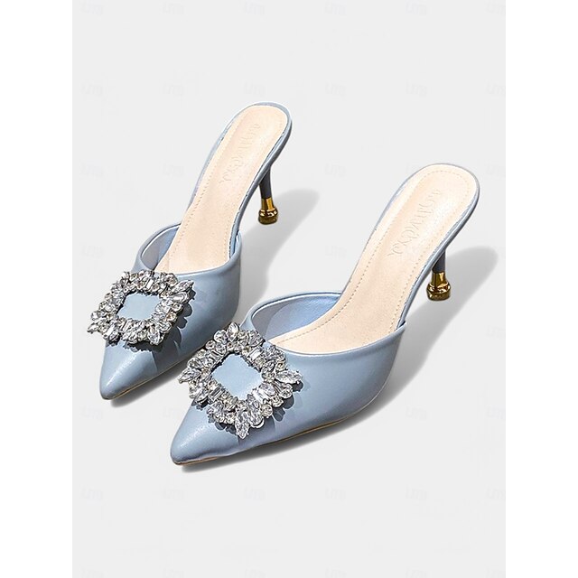 Pointed Light Women's Crystal Blue with Mules Buckle Toe