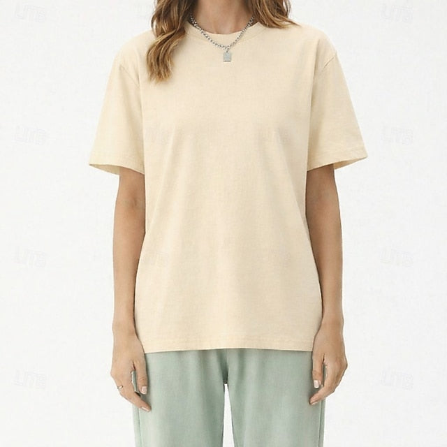 Women's T Shirt Tee 100% Cotton Solid Color Stylish Basic