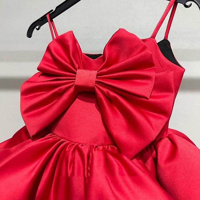 Kids Solid Sleeveless Party Dress Girls' Color Performance