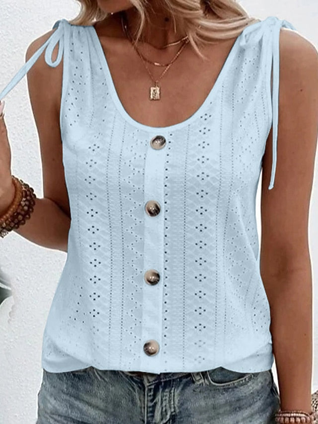 Women's Camisole Tank Top Eyelet top Dressy Tops Plain