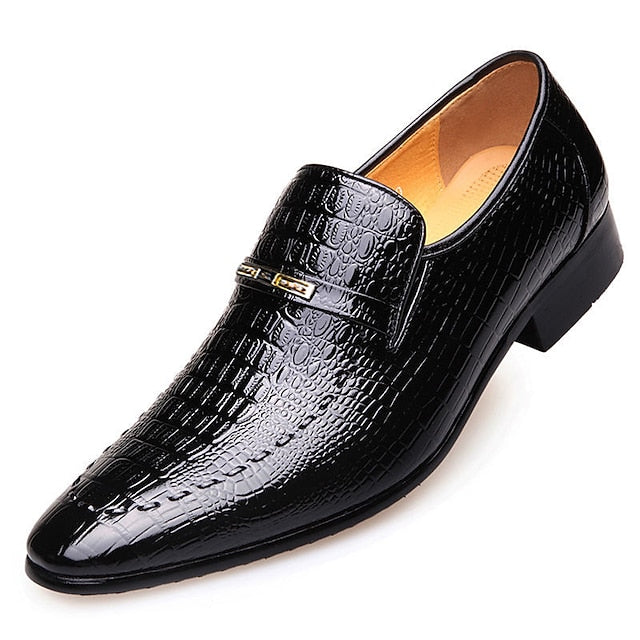 Loafers Crocodile Faux - Men's Brown Leather Pattern