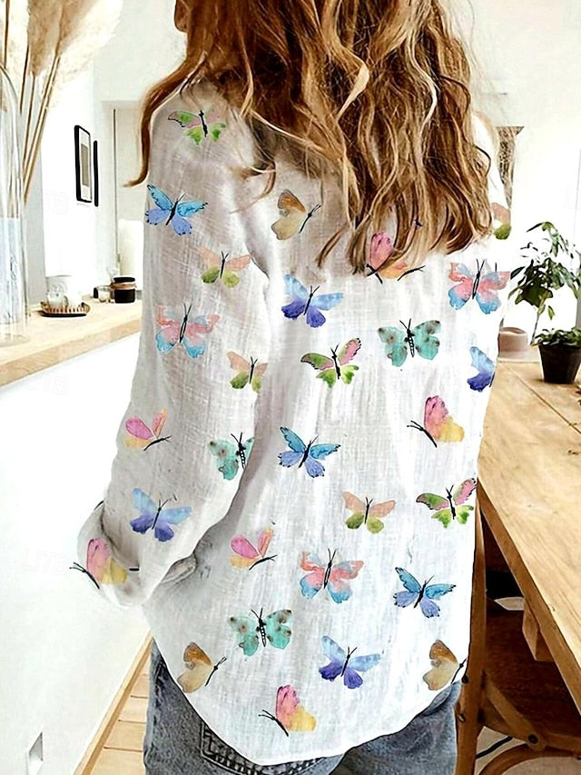 Women's Shirt Linen Like Breathable Lightweight Button Down