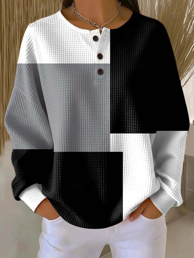 Women's Pullover Hoodie Sweatshirt Geometric Fashion Long