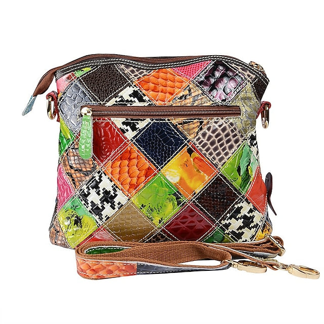 Bag Bohemian Shoulder - Women's Leather Patchwork Colorful
