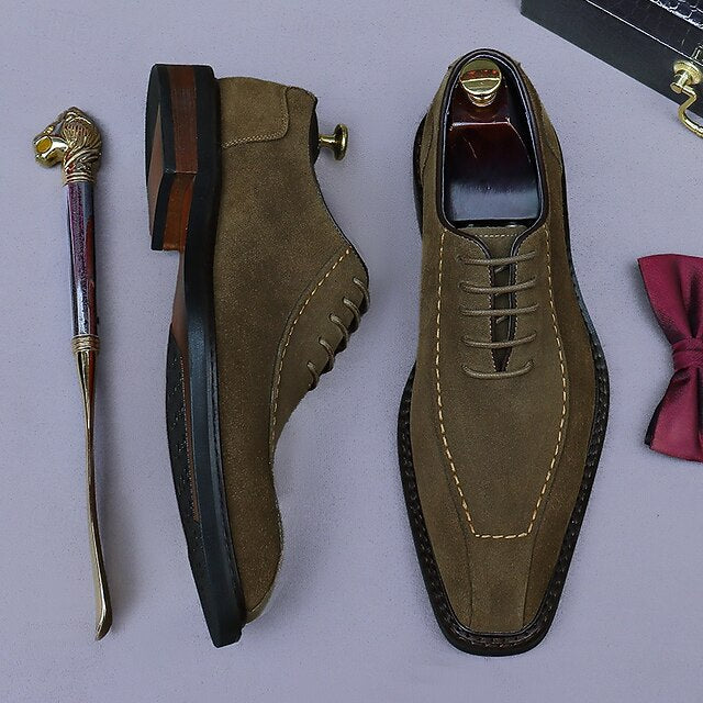 Leather Derby - Classic Cowhide Shoes Men's Genuine Suede