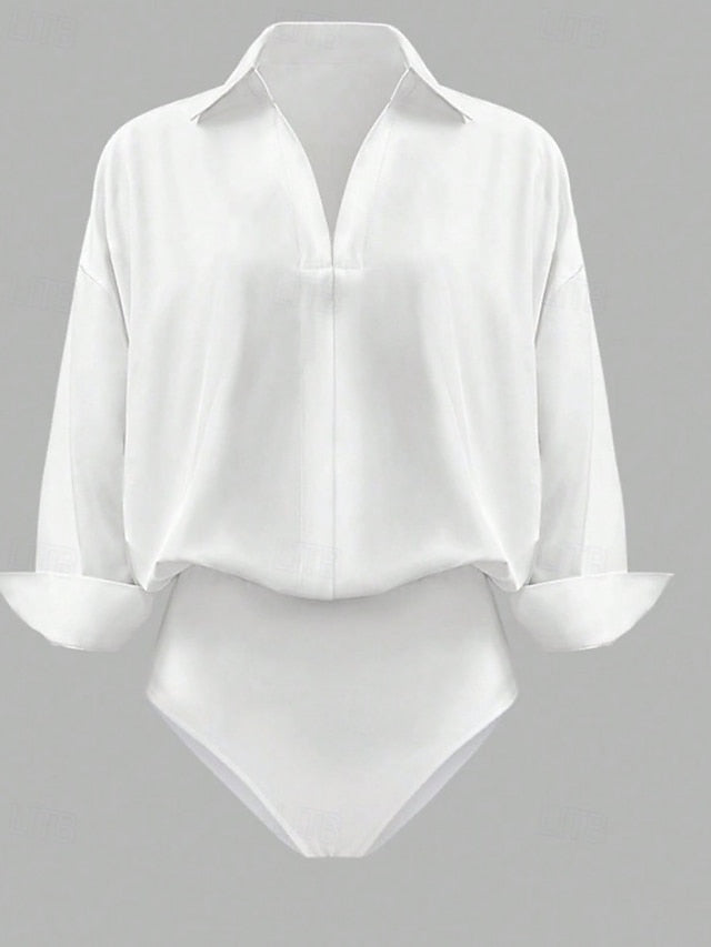 Women's Shirt Blouse Plain Stylish Basic Casual Long Sleeve