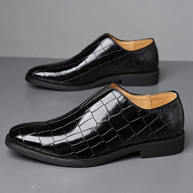 – Shoes Pattern Slip-On Burgundy Men's Crocodile