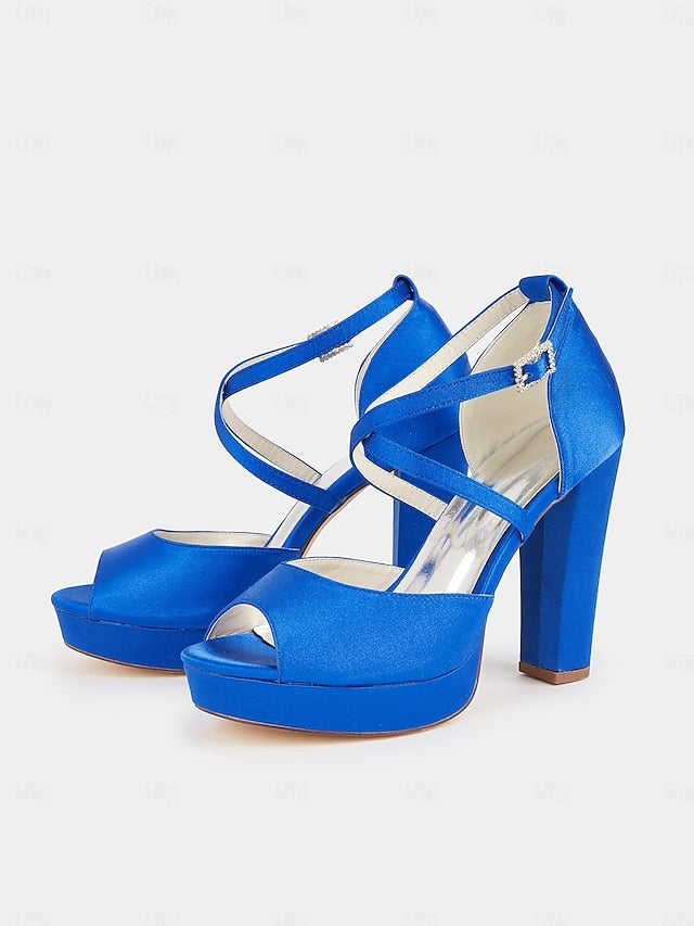 Satin High Heel and with Peep Women's Toe Platform Sandals