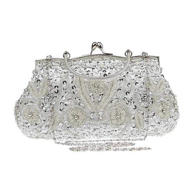 Women's Purse Beaded Vintage Clutch – Evening White
