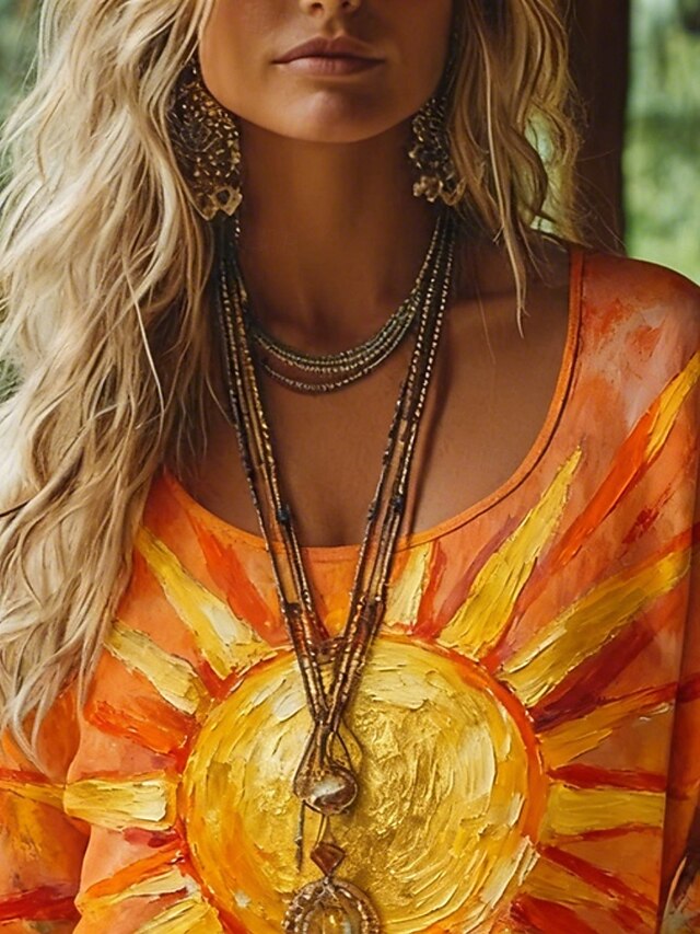 Women's Boho T-shirt T Shirt Tee Top Print Graphic Vintage