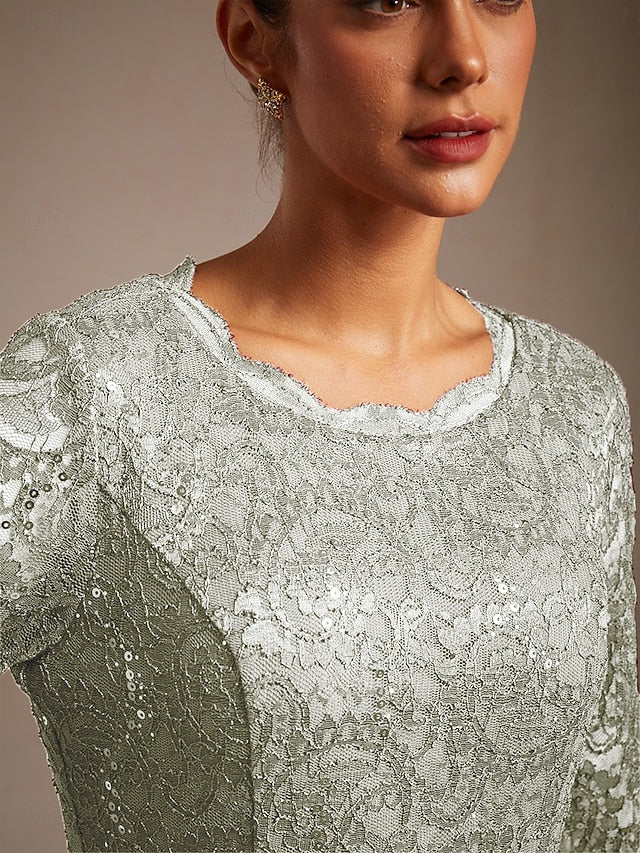 Women's Midi Dress Chiffon Dress A Line Dress Lace Sequins