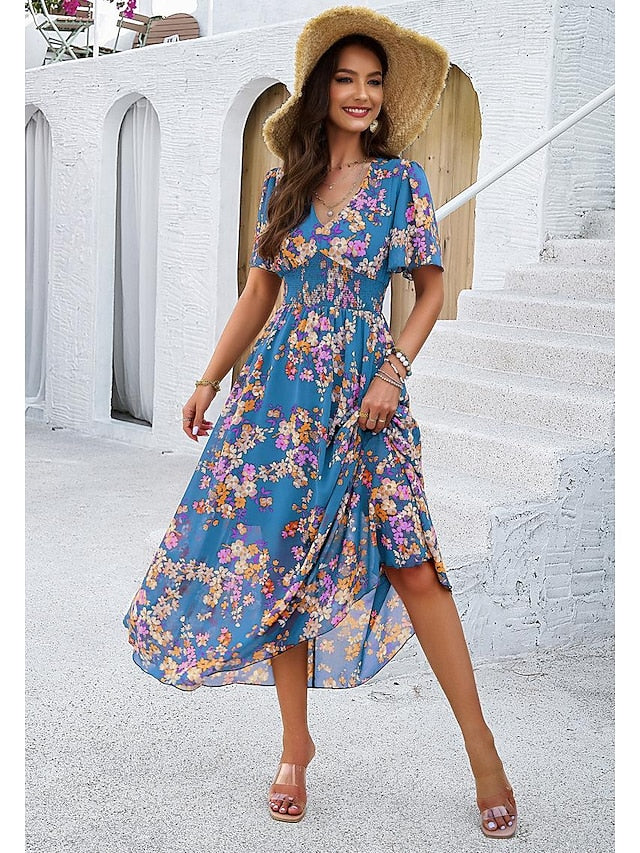 Women's Sheath Dress Chiffon Dress Sundress Floral Graphic