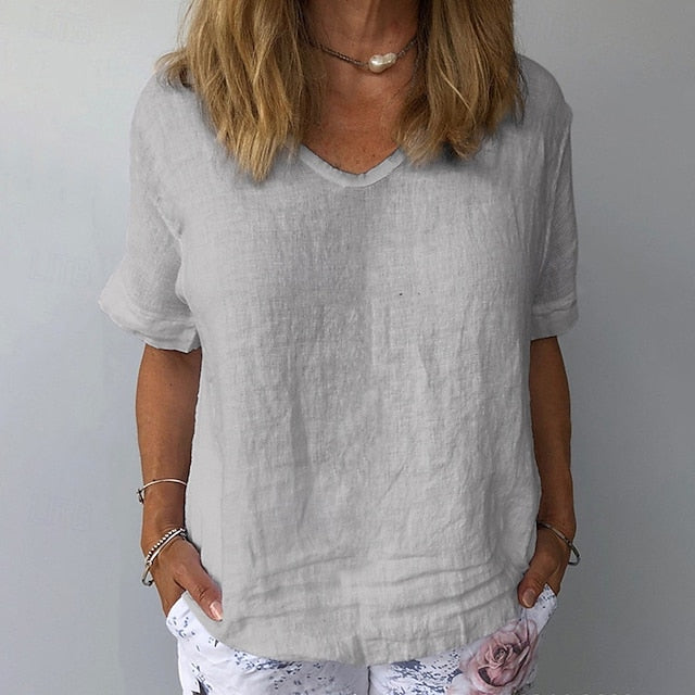 Women's Shirt 100% Cotton Plain Daily Stylish Basic Short