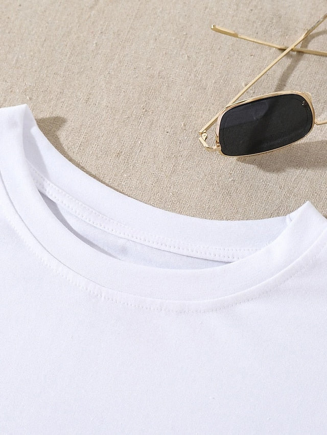 Women's T Shirt Basic Funny Cat Letter Print Short Sleeve