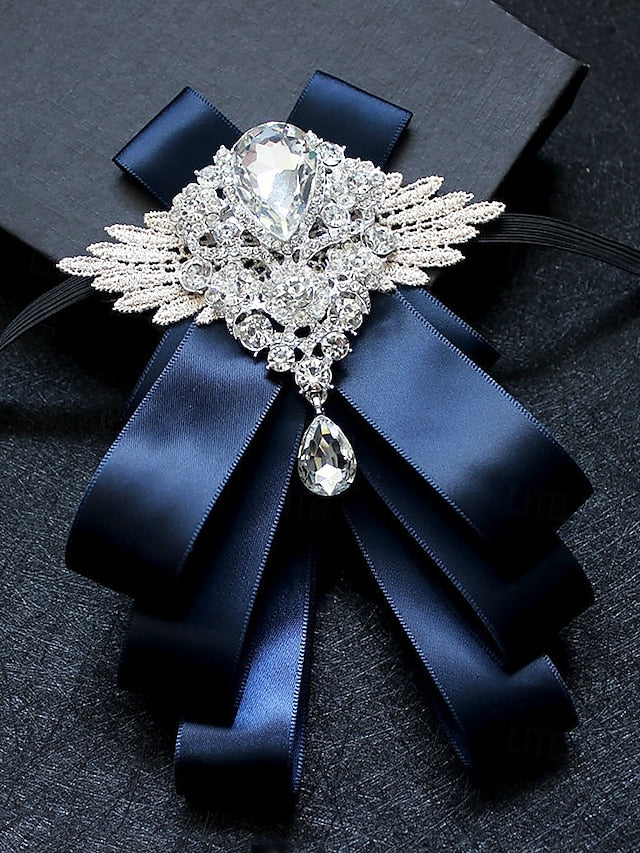 Pin Crystal Luxury Bow Ribbon - Brooch Men's Tie Elegant