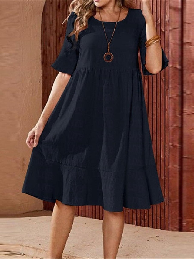 Women's ArmyGreen Pink Navy Blue Summer Spring Midi Dress