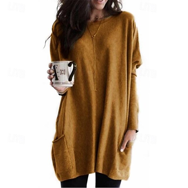 T Shirt Women's Black Yellow Solid / Plain Color Patchwork