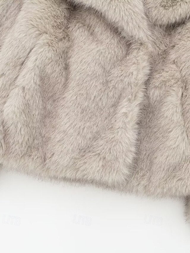 Comfortable Faux  Buttons Fur Coat Warm Furs Women's