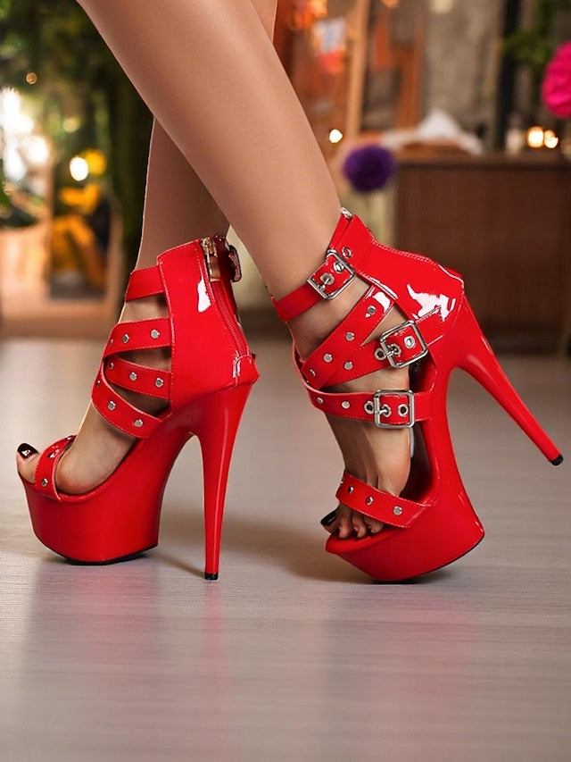 with High White Women's Straps Platform Buckled and Heels