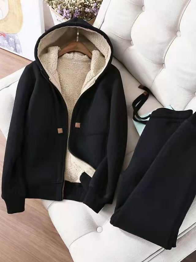 Women's Hoodie Pants Sets Bolero Top Long Sleeve Hooded