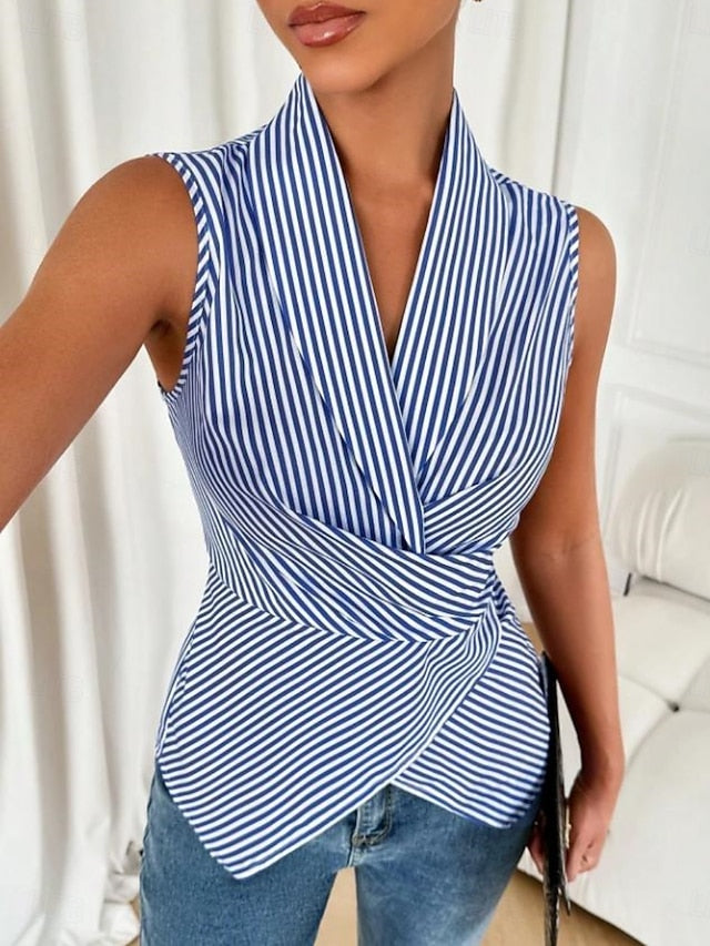 Women's T Shirt Tee Top Print Striped Fashion Stylish