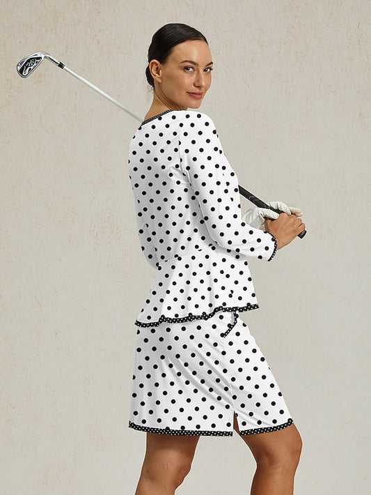 Women's Golf Polo Shirt White Long Sleeve Top Ladies Golf