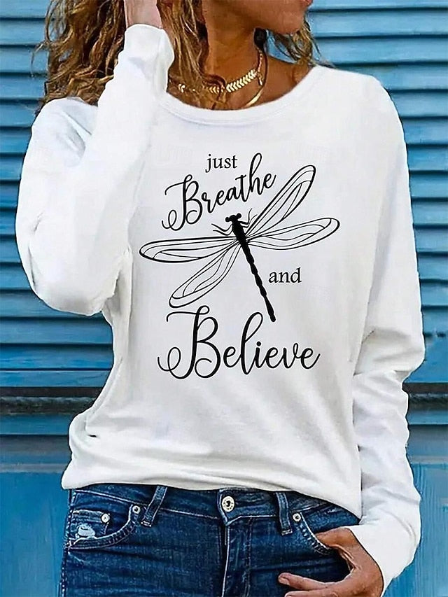 Women's 100% Cotton T Shirt Tee Daily Stylish Casual Long