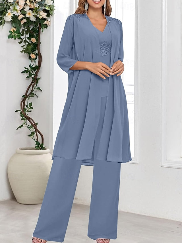 Wedding Piece of V Simple Dress Bride Elegant the 3 Mother Guest