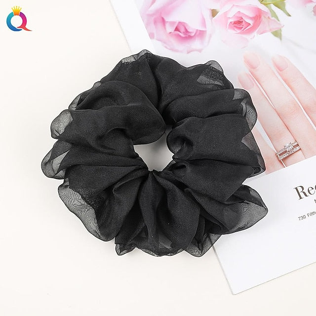 Chiffon Hair Rope Hair Ring Love Heart Printing Satin Fabric