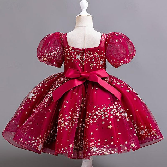 Party Dress Floral Girl Flower Girls' Kids Sequin