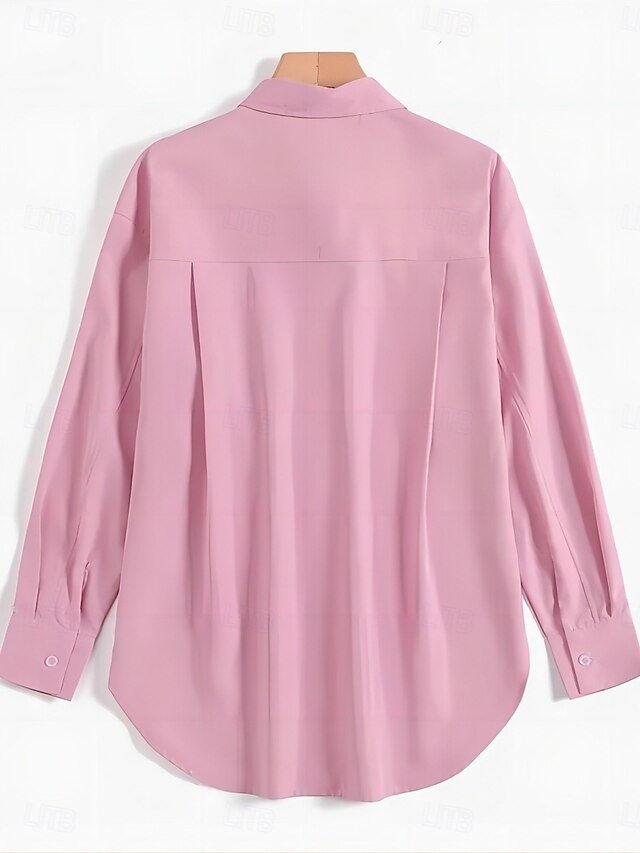 Women's Shirt Blouse Buttons Solid Color Stylish Casual